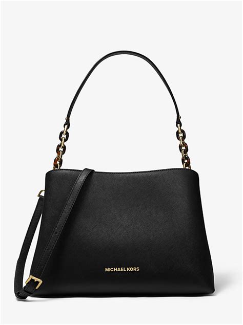 michael kors sophie large satchel black|Sofia Large Saffiano Leather Satchel .